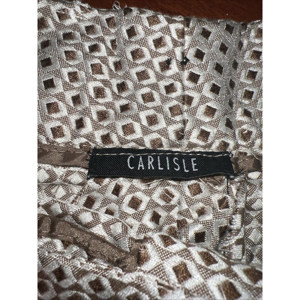 Carlisle womens Geometric Diamond Jacquard Ankle Pants Bronze Champagne Trousers - Picture 9 of 10